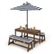 Kids Wood Picnic Table And Bench Set W/ Cushions Umbrella For Indoor Outdoor